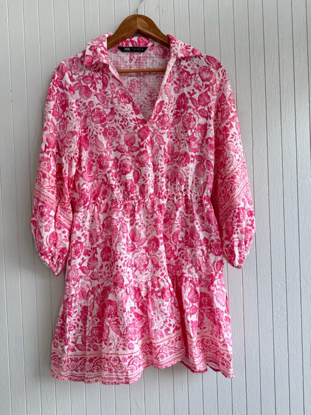 Zara Cotton Dress with Pink Floral Print